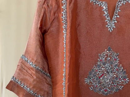 Rust copper hand-embellished sharara set