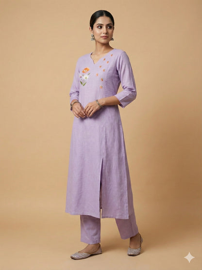 Soft lavender Kurti pant set