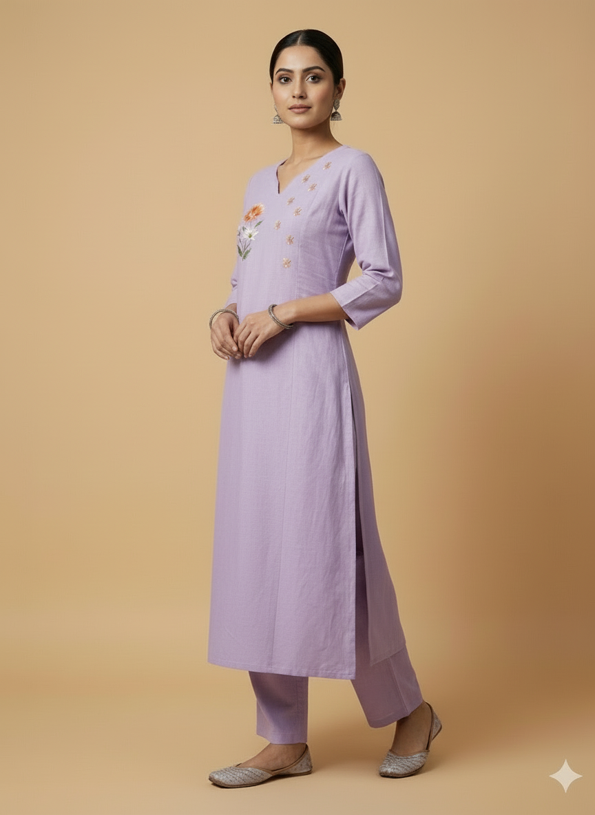 Soft lavender Kurti pant set