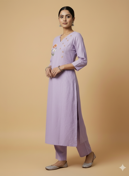 Soft lavender Kurti pant set