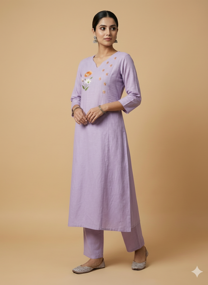 Soft lavender Kurti pant set