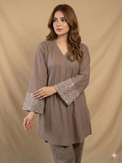 Taupe grey cotton coord set