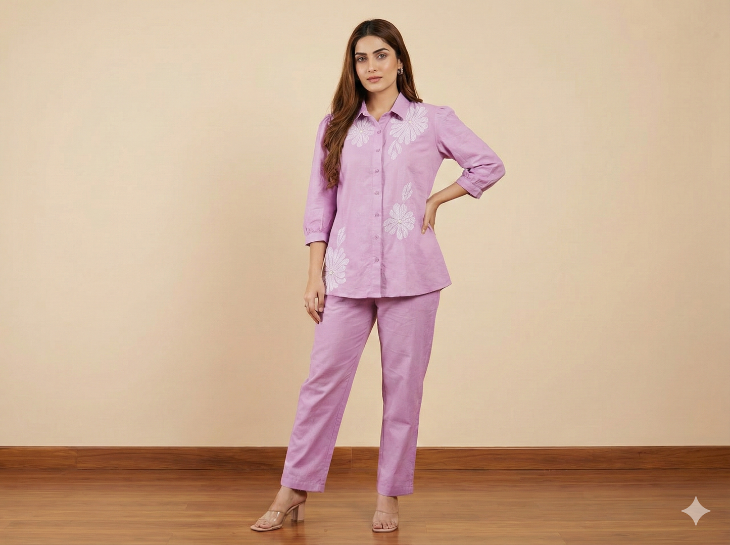 Lavender floral printed coord set