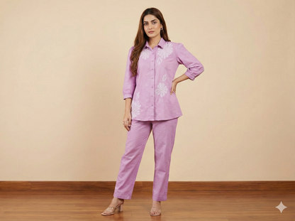 Lavender floral printed coord set