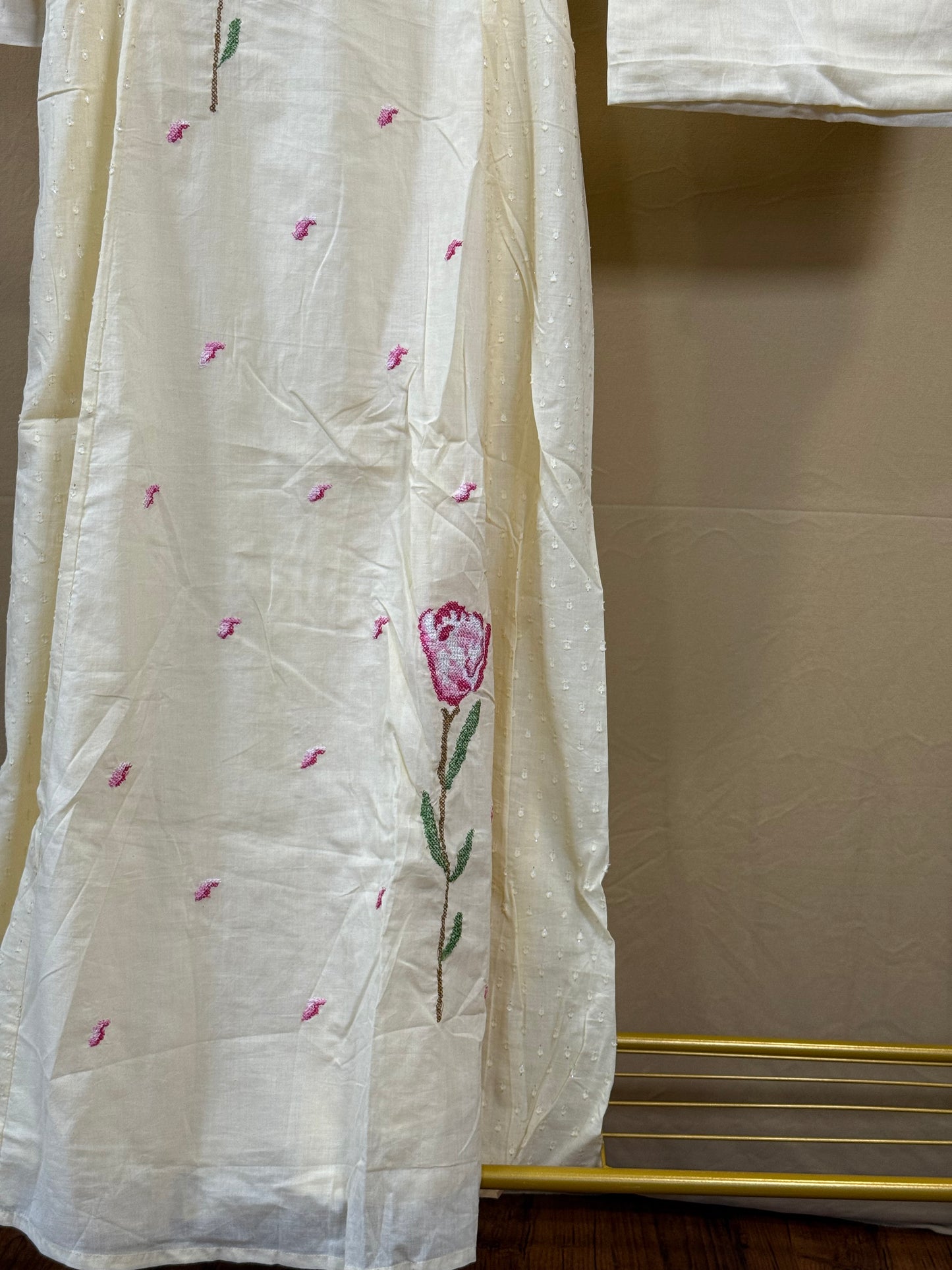 Beige spaghetti strap cotton set