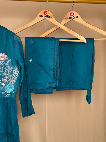 Teal Blue Mul Cotton Set