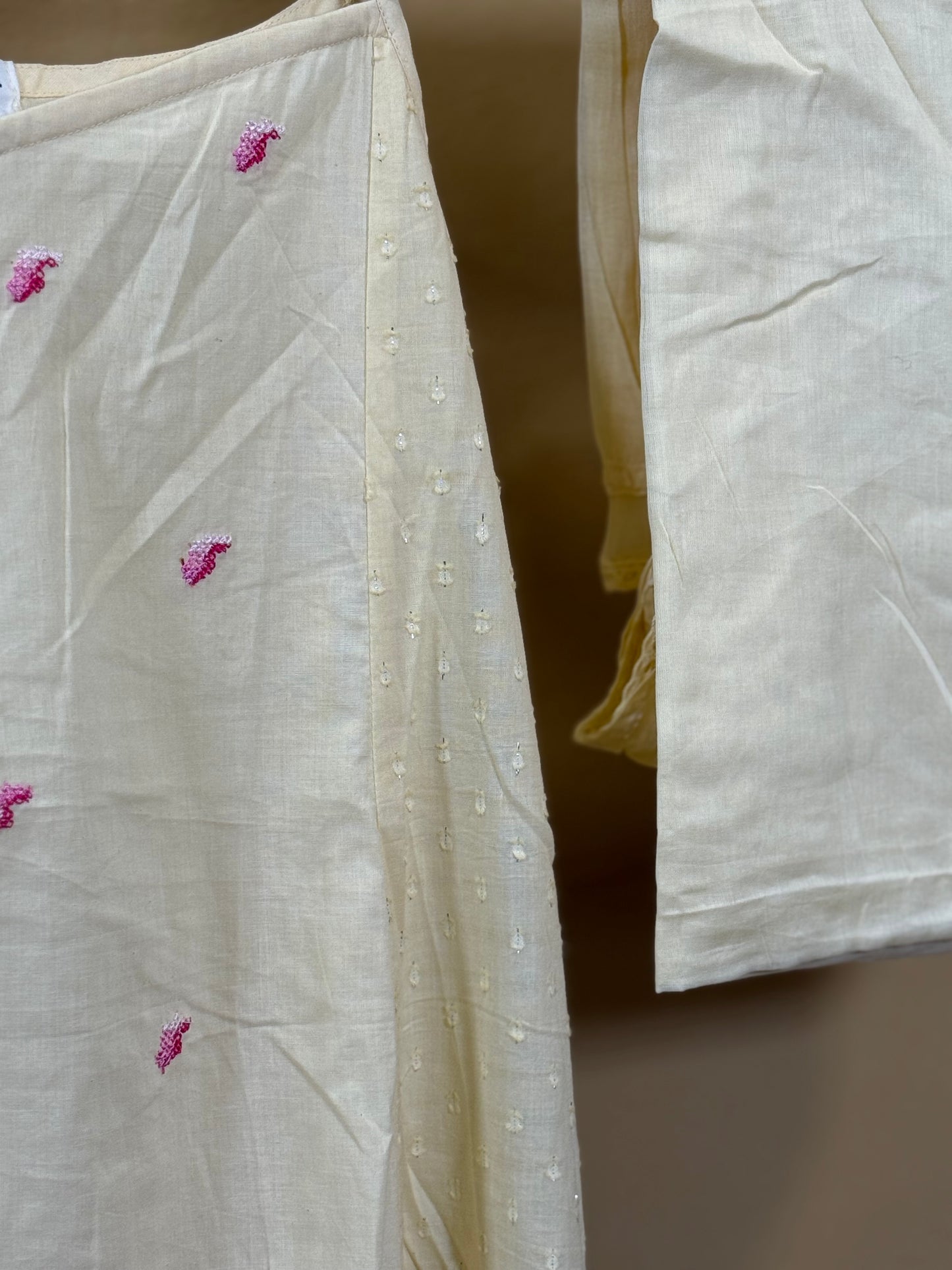 Beige spaghetti strap cotton set