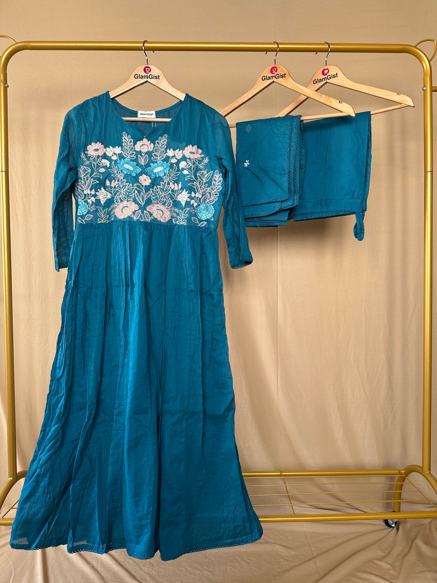 Teal Blue Mul Cotton Set