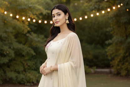 Beige spaghetti strap cotton set