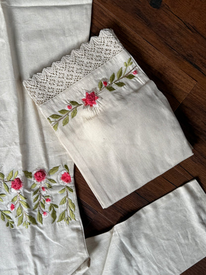 Off white floral embroidered coord set