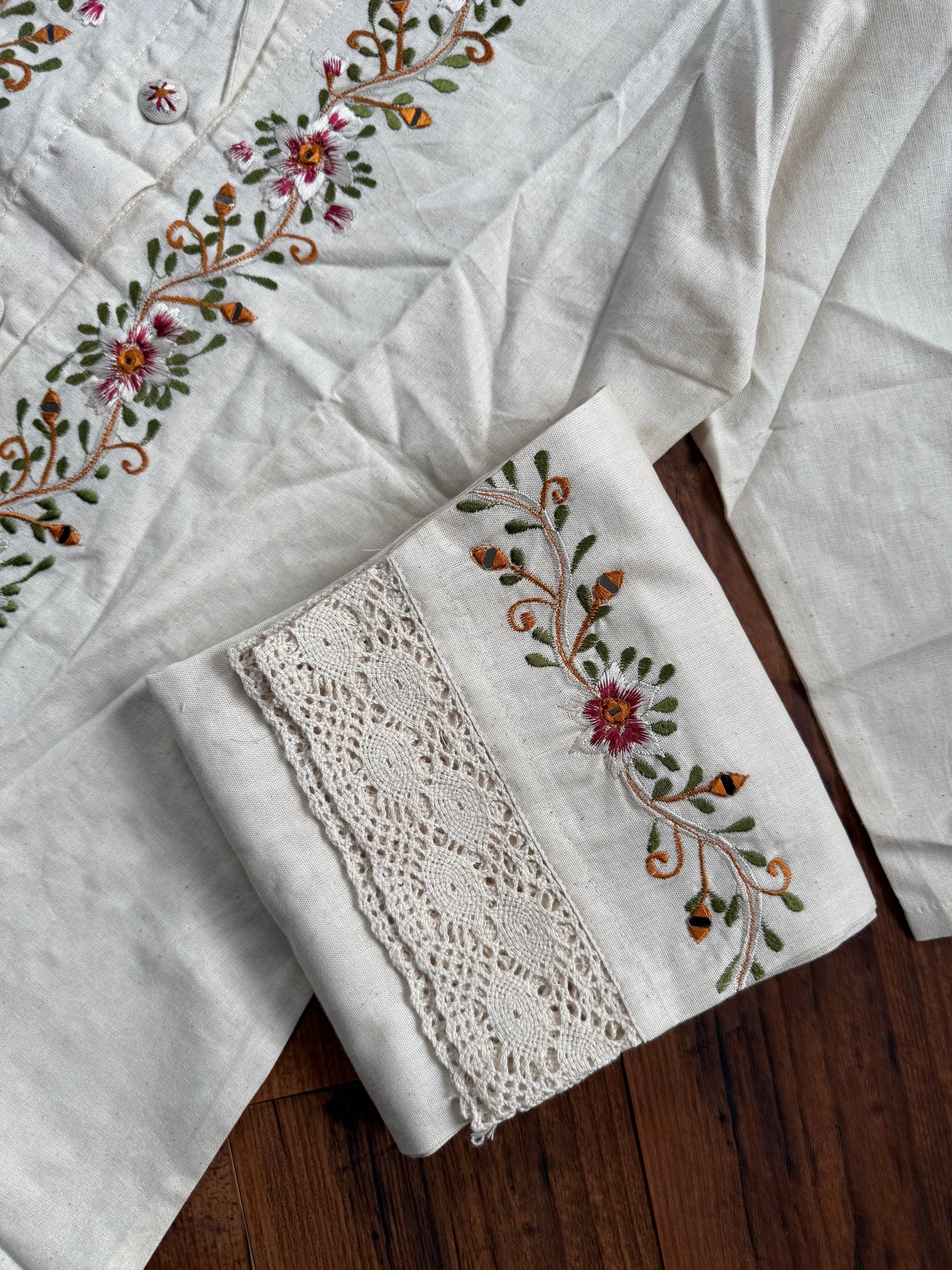 Ivory floral embroidered coord set