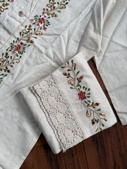 Ivory floral embroidered coord set