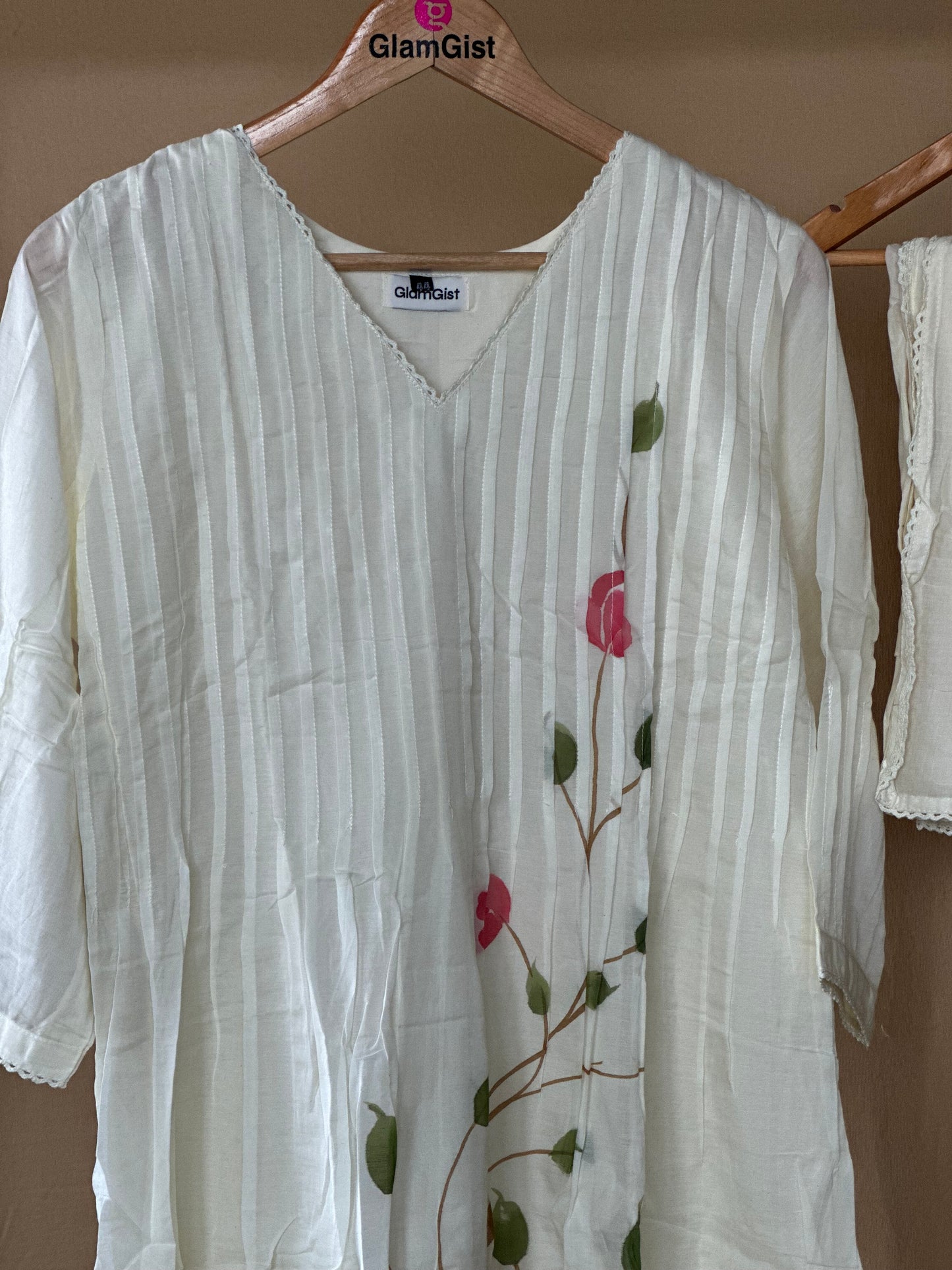 Ivory Hand Painted Chanderi Silk Set