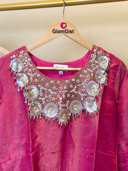 Premium pink silk sharara set