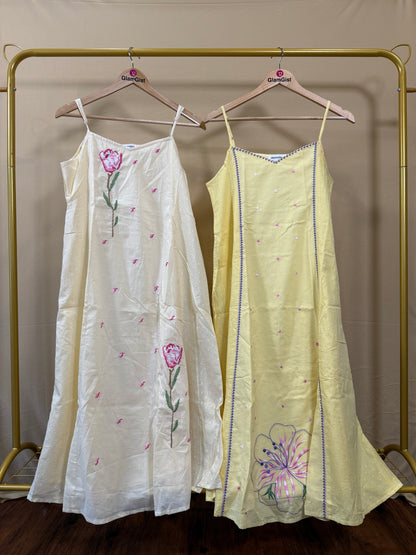 Beige spaghetti strap cotton set