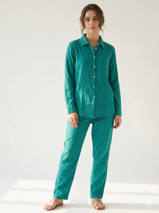 Teal breezy cotton coord set