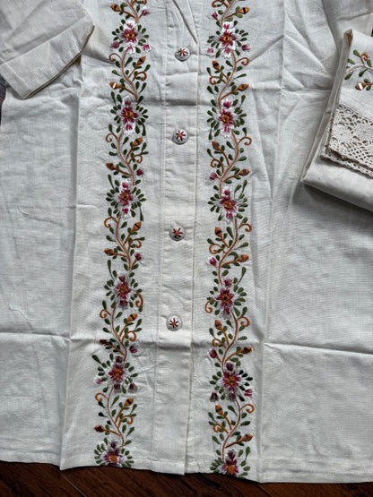 Ivory floral embroidered coord set