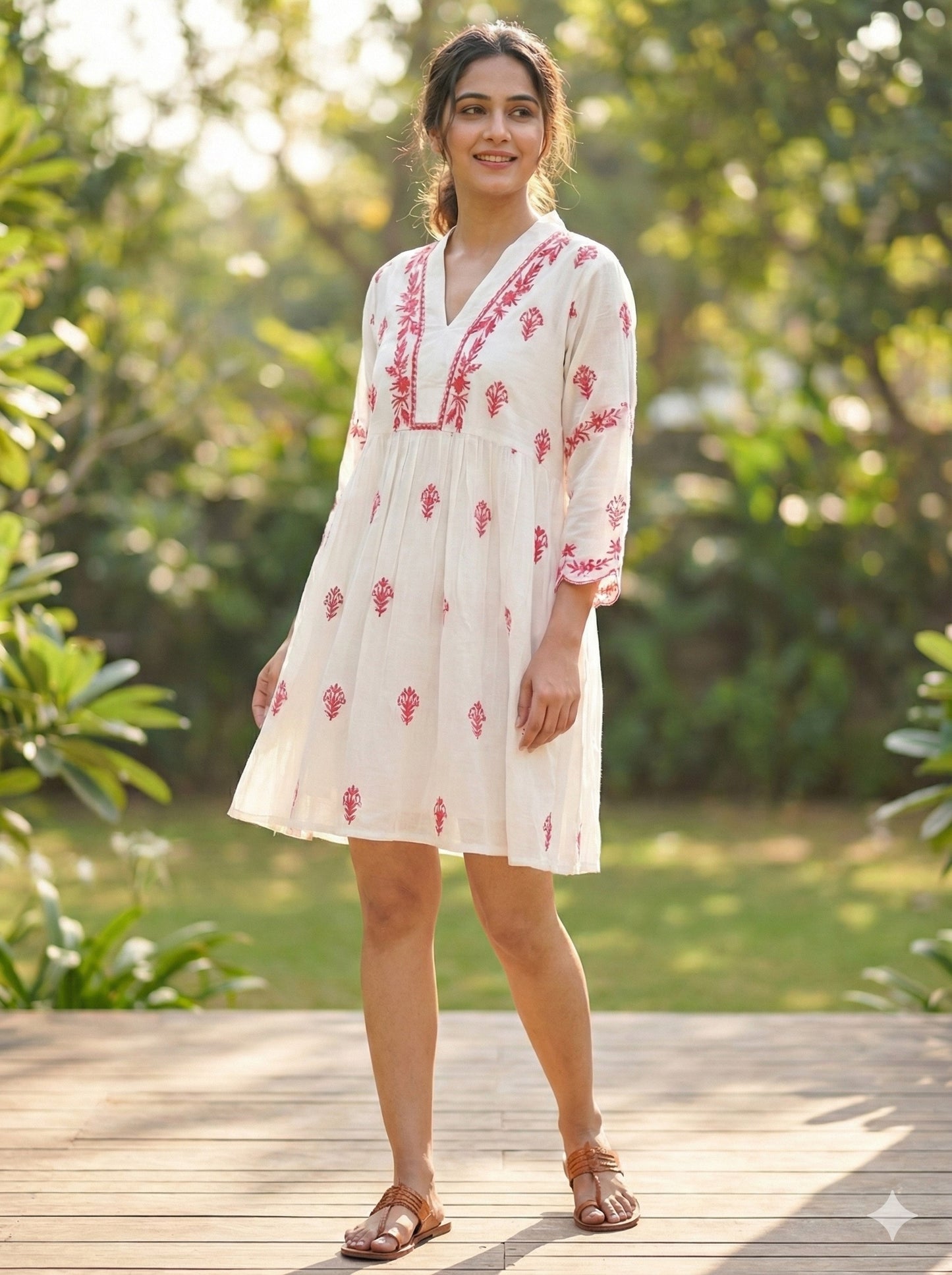 White short tunic with red embroidery