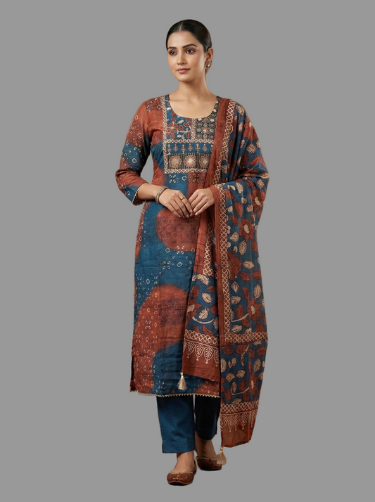 Heritage printed linen Kurti set