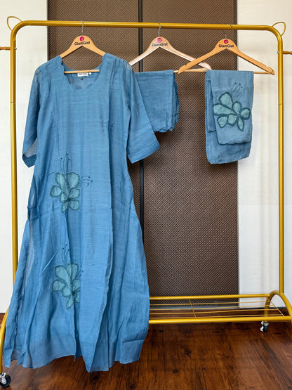 Elegant blue embroidery kurti set
