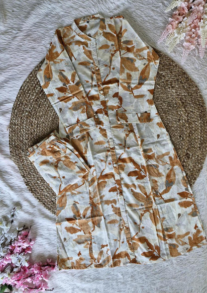 Pure Brown A-Line Coord Set in Cotton