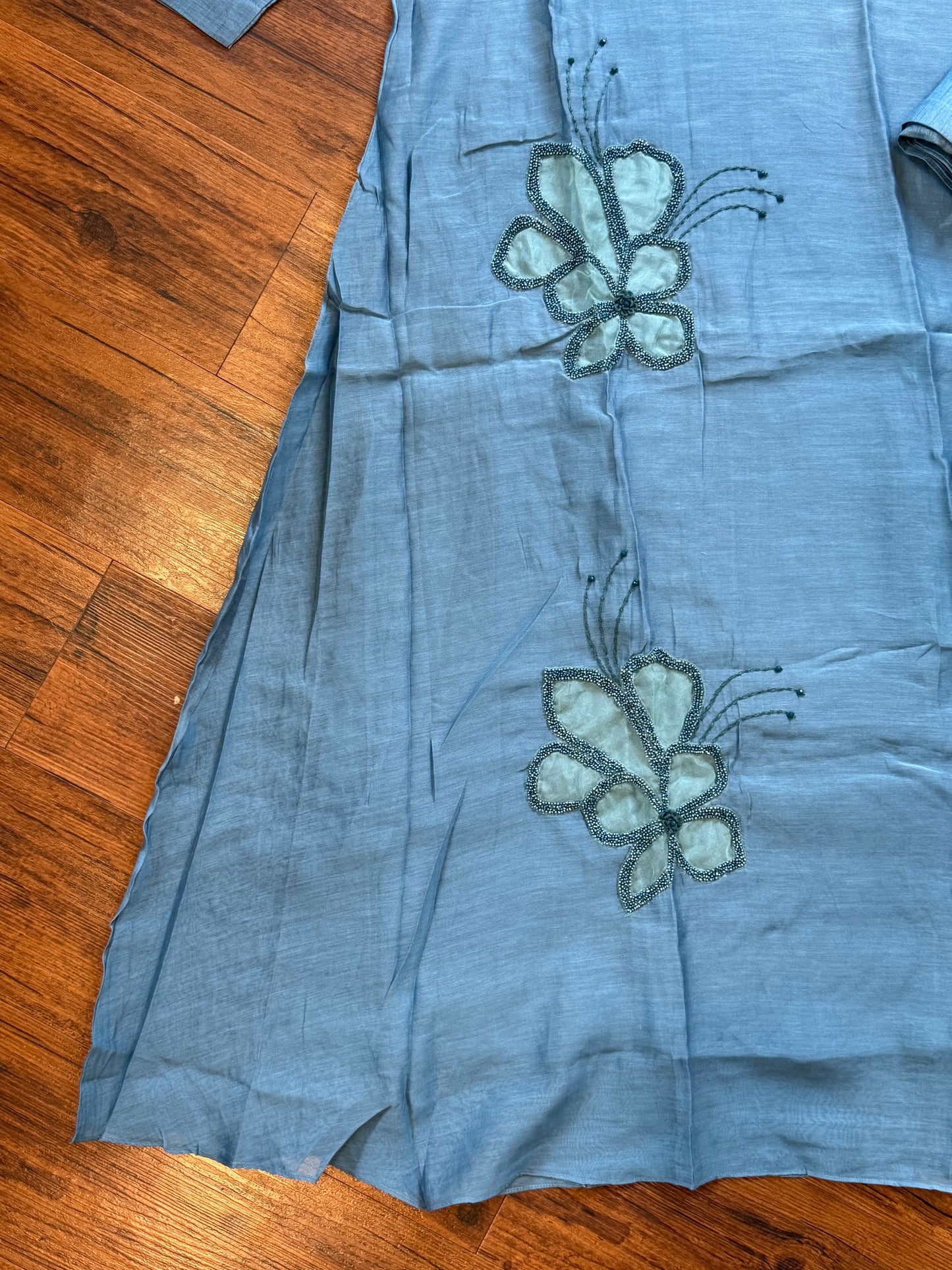 Elegant blue embroidery kurti set
