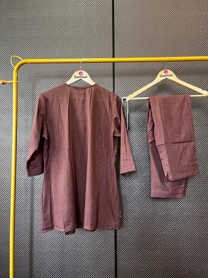 Brown Pure mul cotton coord set