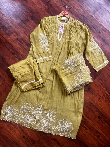 Green mul cotton kurti set