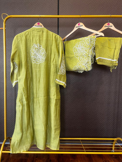 Green mul cotton kurti set