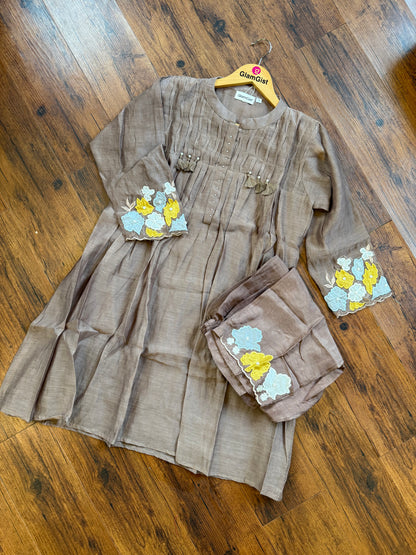 Mocha brown mul coord set with floral details