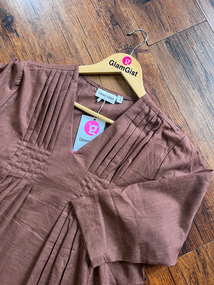 Brown Pure mul cotton coord set