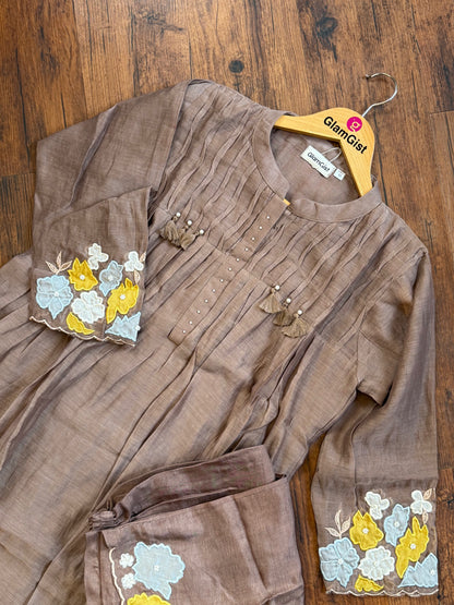 Mocha brown mul coord set with floral details
