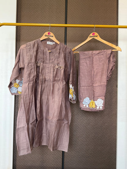 Mocha brown mul coord set with floral details