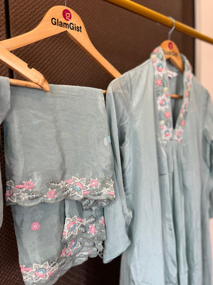 Sky blue chinnon dress